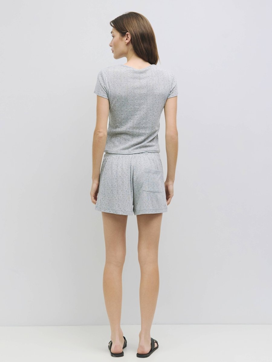 T-Shirt Pointelle Cherie Gris All Row - Ex - voto