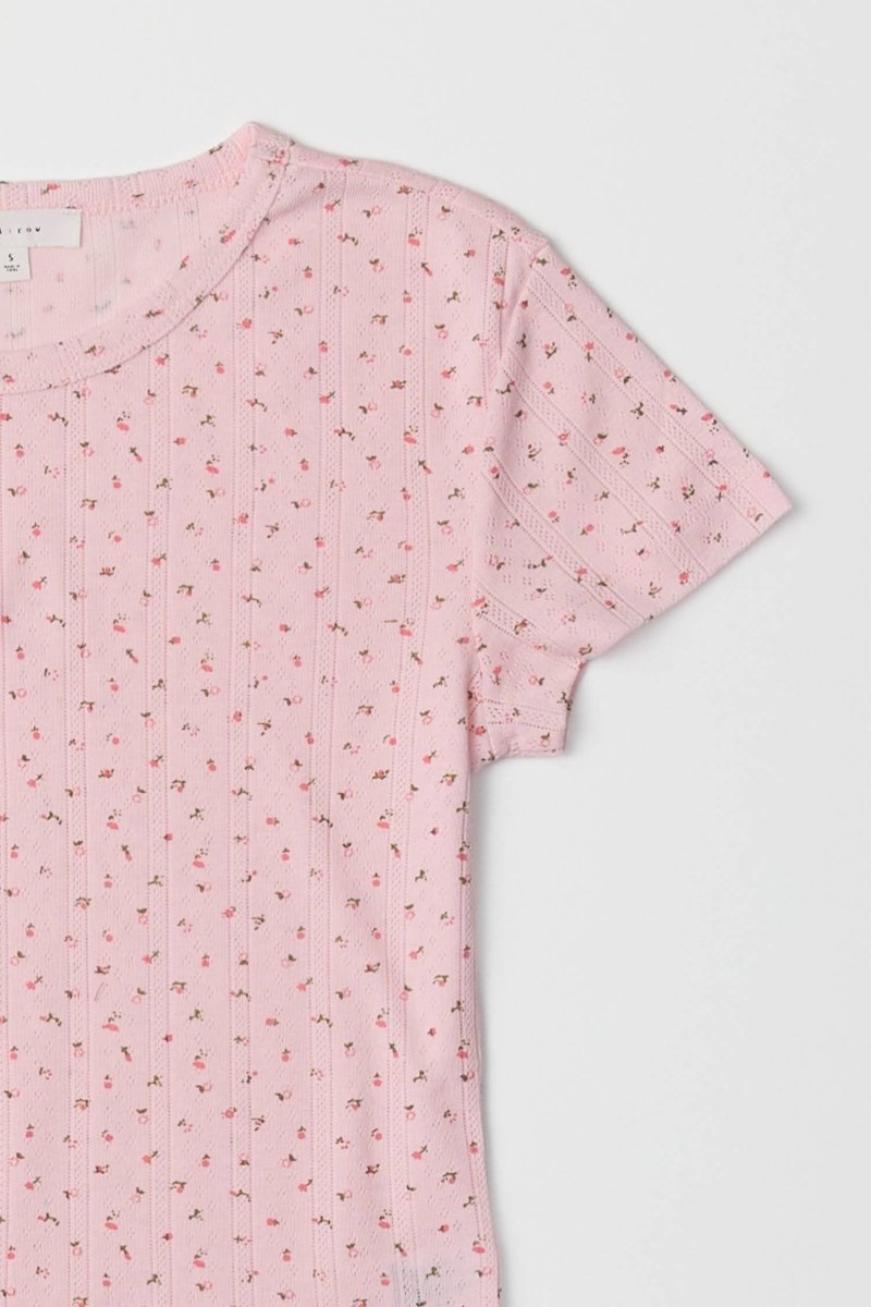 T-Shirt Pointelle Cherie Rose All Row - Ex - voto