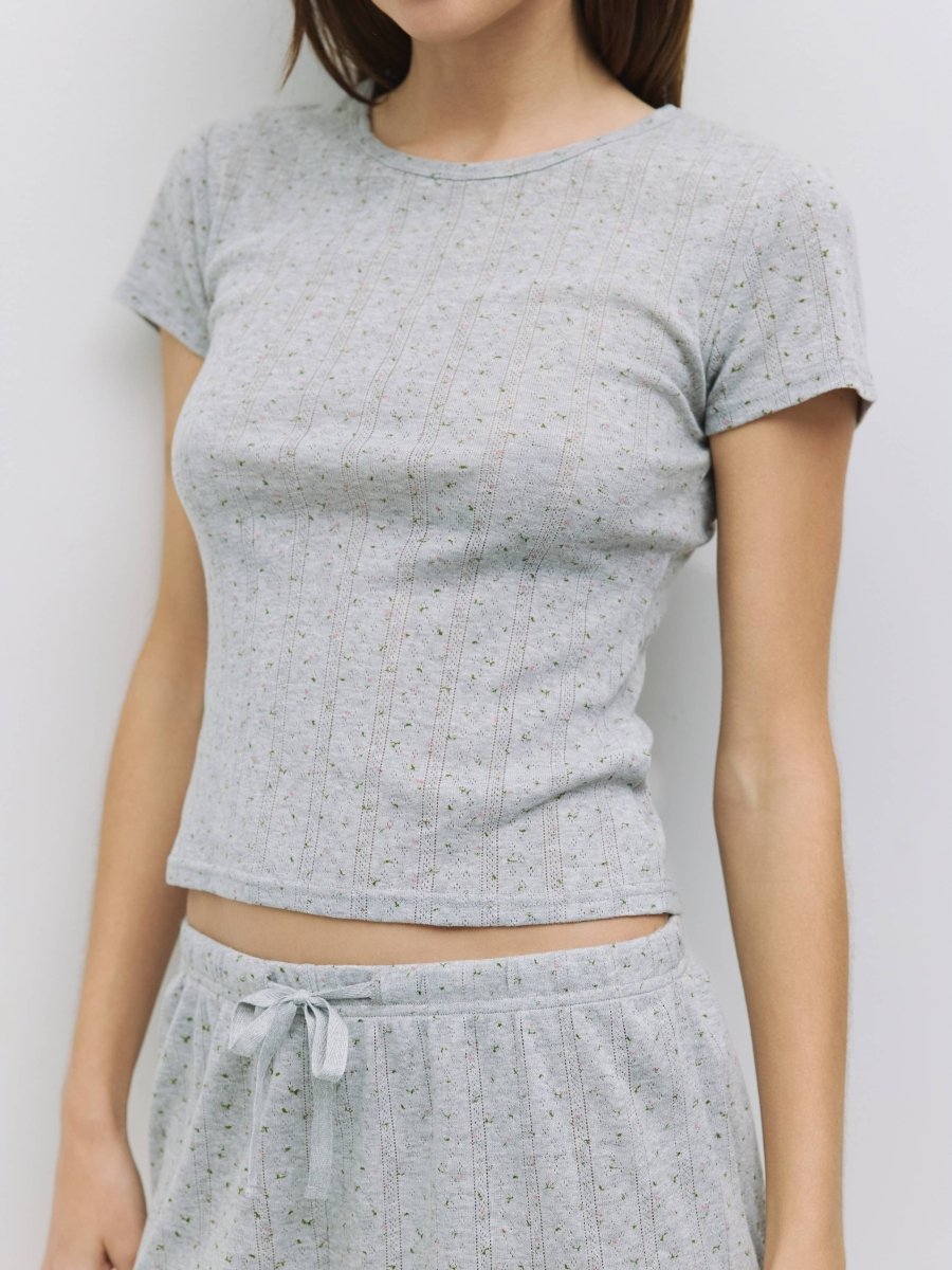 T-Shirt Pointelle Cherie Rose All Row - Ex - voto