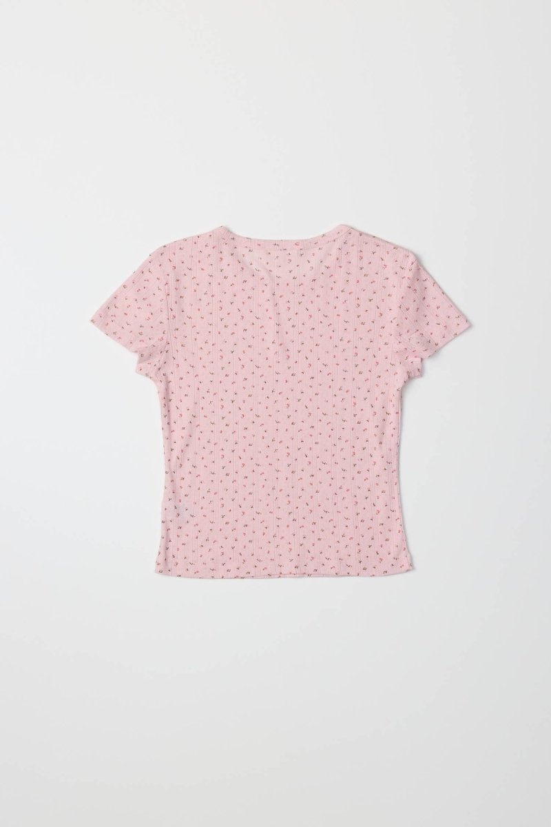 T-Shirt Pointelle Cherie Rose All Row - Ex - voto
