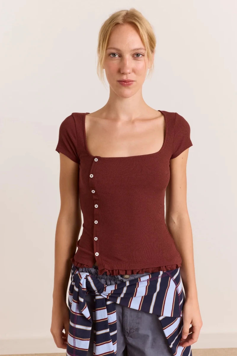T-Shirt Posie Bourgogne Damson Madder - Ex-voto