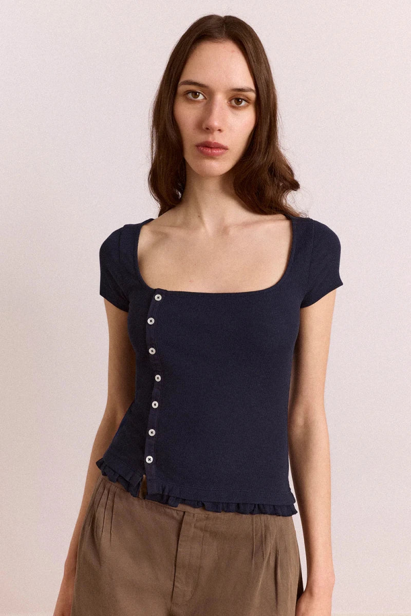 T-Shirt Posie Marine Damson Madder - Ex-voto