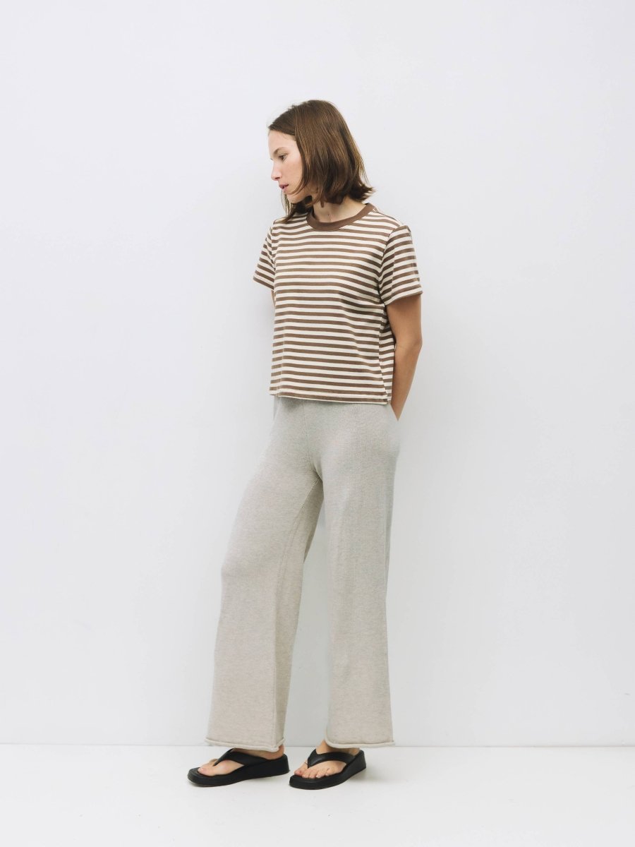 T-Shirt Rayé Cooper Brun et Blanc All Row - Ex - voto