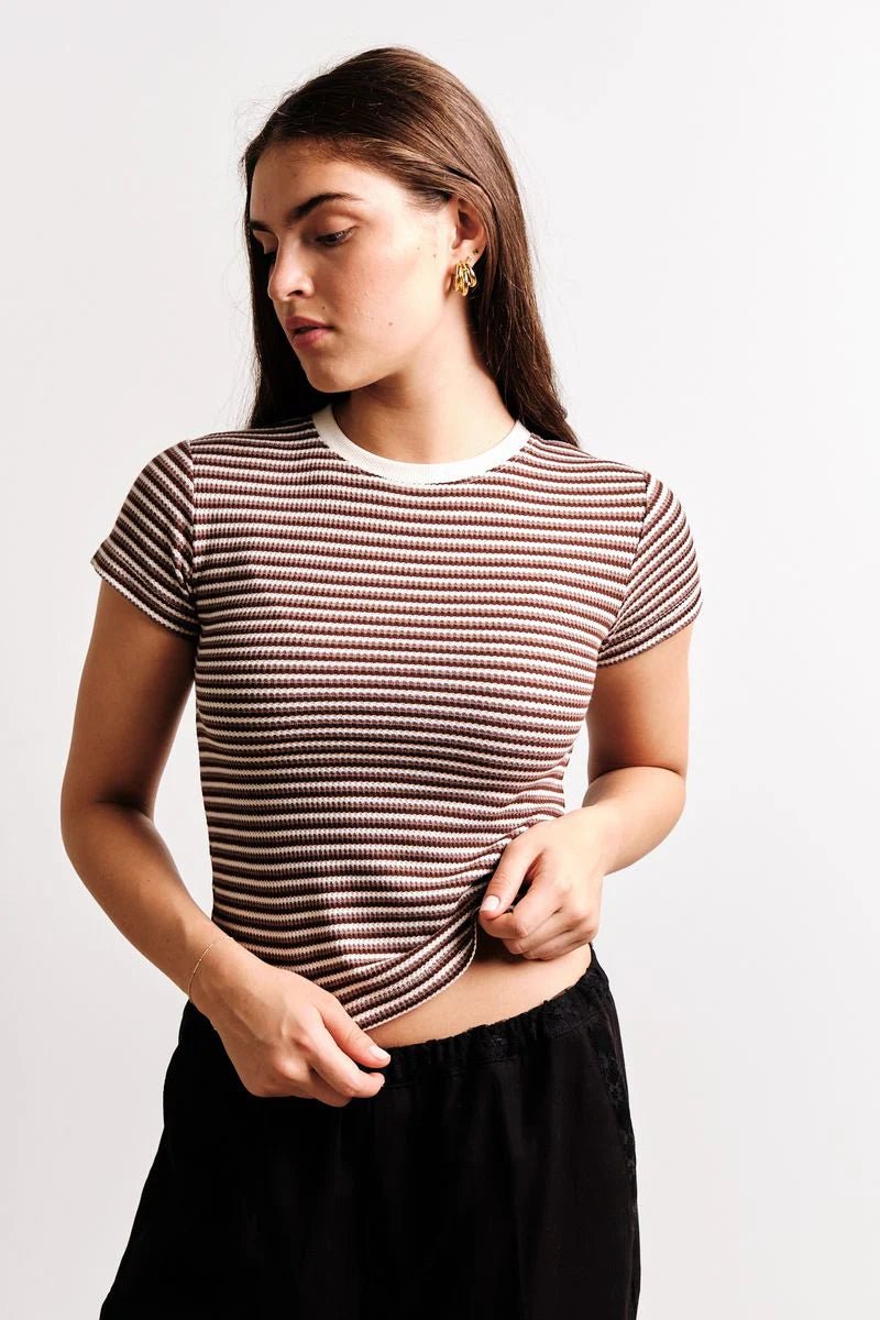 T-Shirt Rayé Yasmine Dégradé Brun Kuwalla - Ex - voto