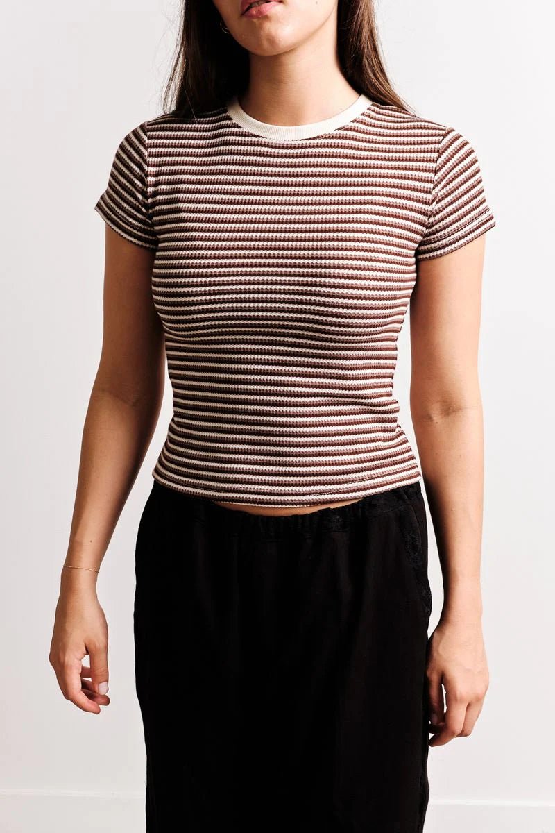 T-Shirt Rayé Yasmine Dégradé Brun Kuwalla - Ex - voto