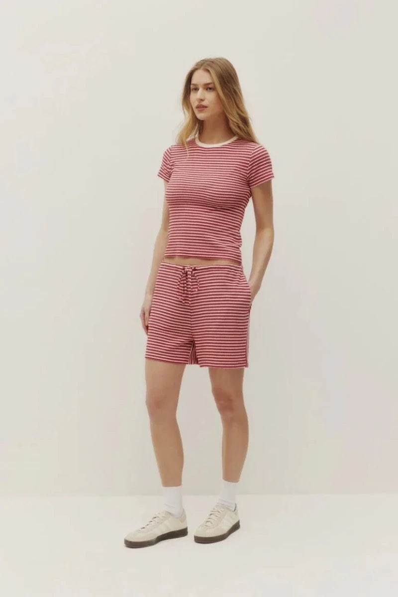 T-Shirt Rayé Yasmine Dégradé Rouge Kuwalla - Ex - voto