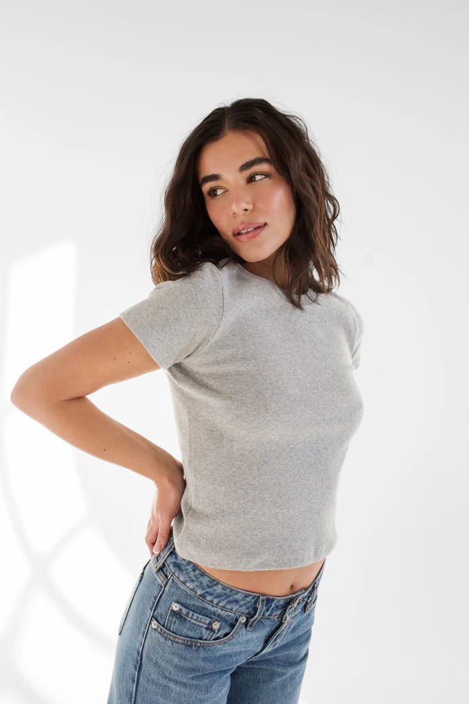 T-Shirt Zoé Rib Gris Dailystory - Ex - voto