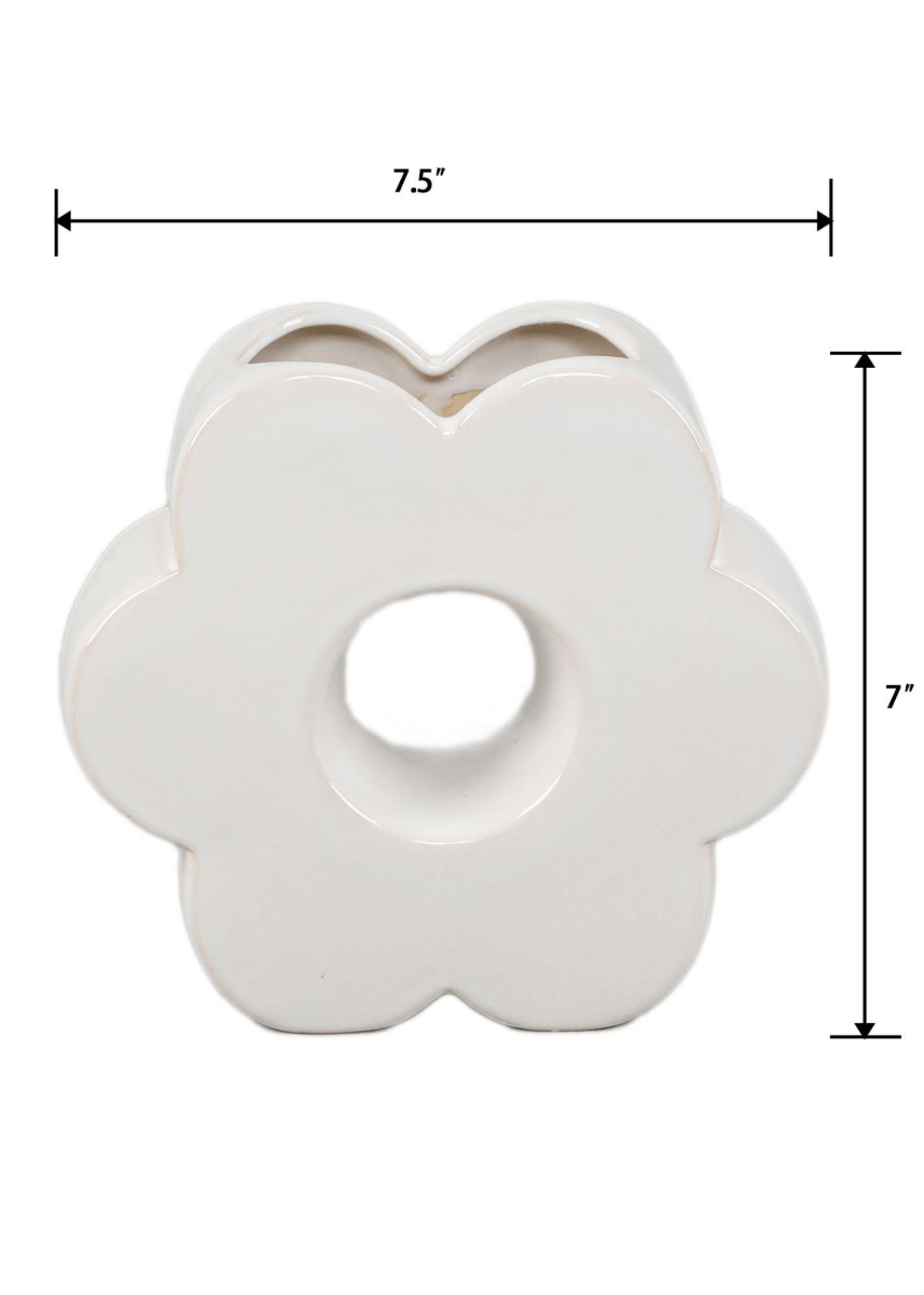 Vase Fleur Blanc 7po Flora Bunda - Ex - voto