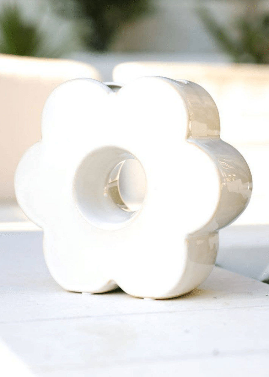 Vase Fleur Blanc 7po Flora Bunda - Ex - voto