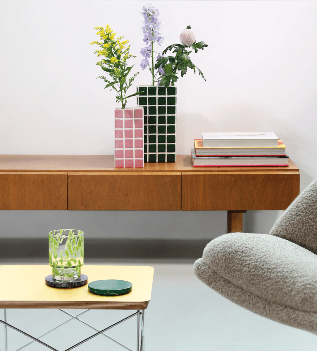 Vase Tuiles &k Rose - Ex - voto